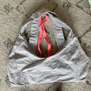 Lululemon sports bra. Grey stripped/ size 6